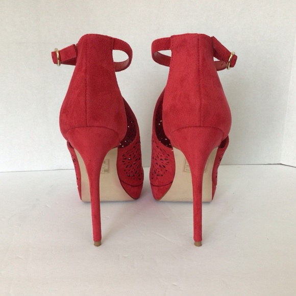 Aldo Red Suede Platform Stiletto Heels, 9 - Picture 3 of 9
